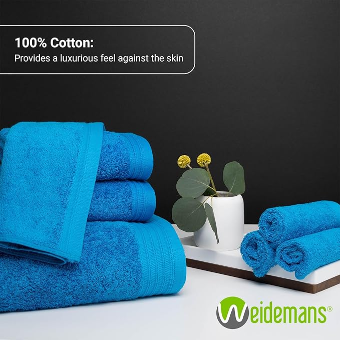 Premium 8 Pieces Towel Set Including 2 Bath Towels 30" x 56", 2 Hand Towels 18" x 30" and 4 Washcloths 13" x 13" - Color: Black & Petrol | Pure Cotton |Machine Washable high Absorbency