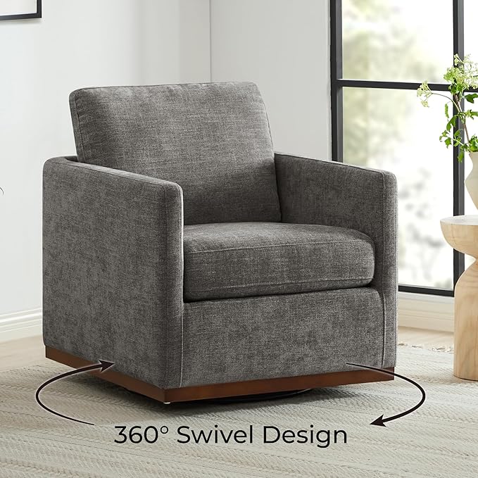 CHITA Swivel Accent Chair, FSC Certified Mid Century Modern Arm Chair for Living Room and Bedroom, Fully Assembled, Grey