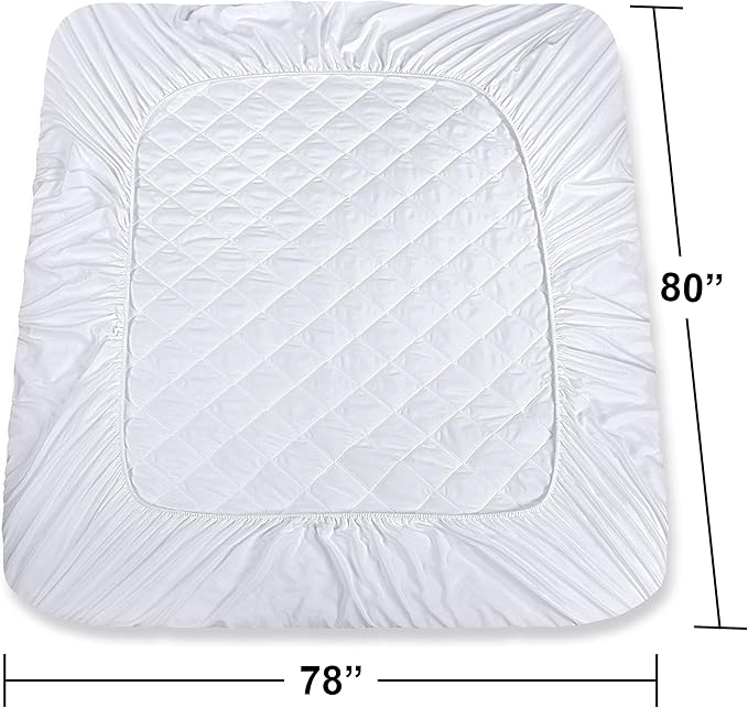 Utopia Bedding 2 Pack Quilted Fitted Mattress Pad, King Size, Elastic Fitted Mattress Topper Protector and Cover with Deep Pocket Stretches up to 16 Inches, Machine Washable (White)