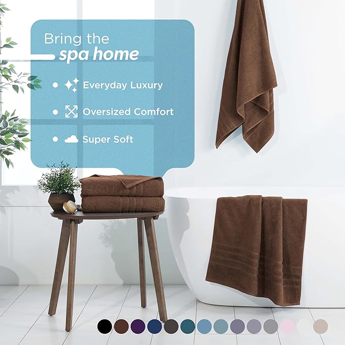 Martex 2-Pack Ultimate Performance Bath Sheet Set – 100% Cotton – 33” x 65” – Extra Large Bath Towels – Versatile – Low-Linting – Supersoft Bathroom Set – Super Absorbent – Easy Care – Chocolate