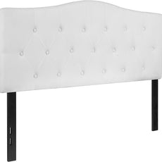 EMMA + OLIVER Tufted Upholstered Full Size Headboard in White Fabric
