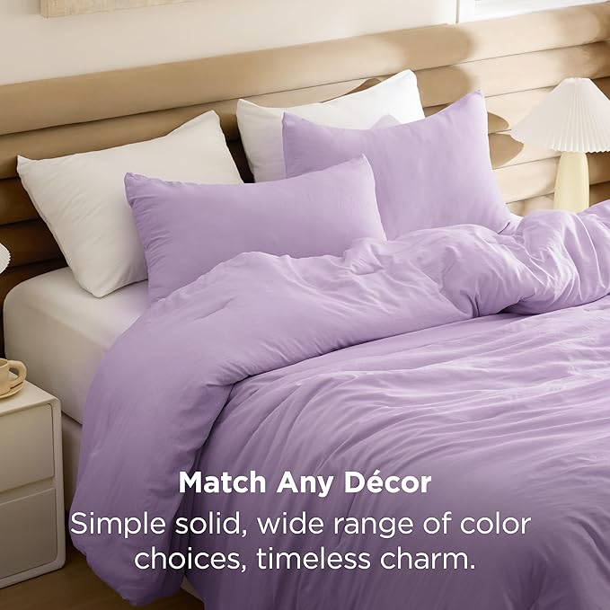 Bedsure Full Size Comforter Set, Lavendar Soft Prewashed Bedding for All Seasons, 3 Pieces GentleSoft™ Warm Down Alternative Bed Set, 1 Lightweight Comforter (82"x86") and 2 Pillowcases (20"x26")