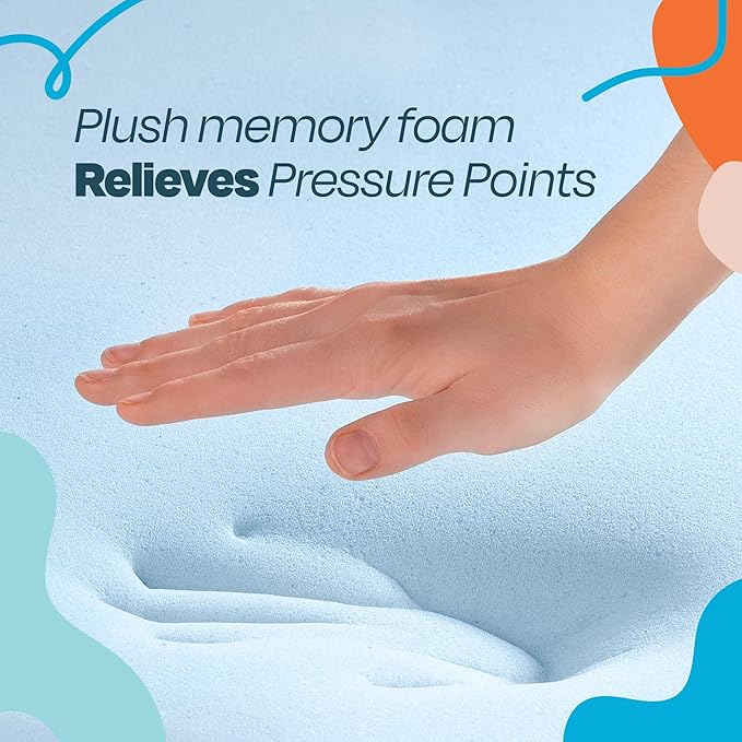 Linenspa 3 Inch Gel Swirl Memory Foam Mattress Topper – Cooling Gel Infused – Pressure Relieving Bed Topper - Mattress Pad – CertiPUR Certified - Full Size