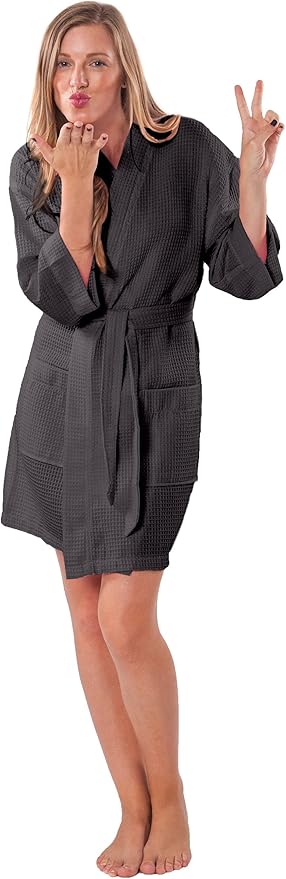 Turquaz Lightweight Short Robes For Women Waffle Kimono Bathrobe - Soft, Fast-Drying, Long-Lasting Cotton Blend