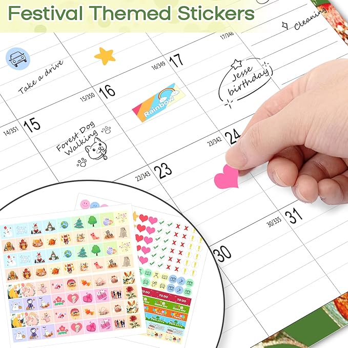 Desk Calendar 2026, Anti-Ink Bleed, Plastic Cover, Ample Space, Through July 2027 with Stickers, 17" x 12" Large Seasonal Wall Calendar 2026 for Home, Office, Student & Teacher Supplies- Flower