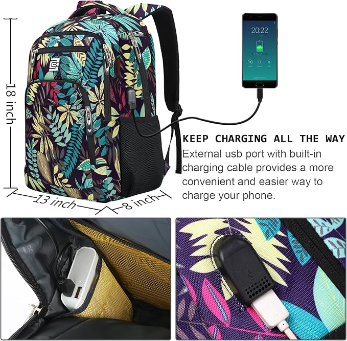 Laptop Backpack,Business Travel Anti Theft Slim Durable Laptops Backpack with USB Charging Port,Water Resistant College Computer Bag for Women & Men Fits 15.6 Inch Laptop and Notebook