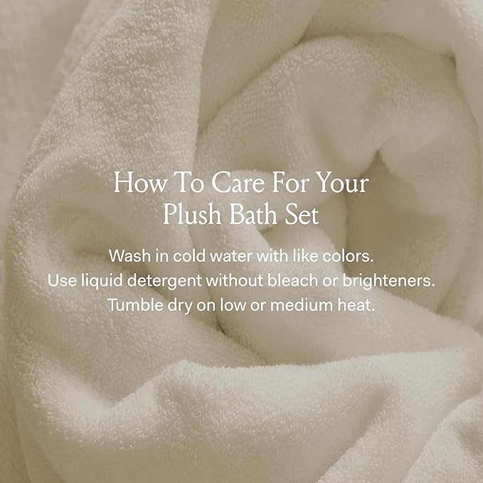 BOLL & BRANCH Plush Bath Towel Set - Mineral - 6 Piece - Includes 2 Bath Towels, 2 Hand Towels & 2 Washcloths - 100% Organic Cotton - Ultra Soft & Luxurious - Quick Absorbing