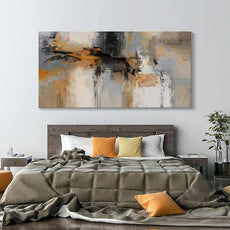 AJAZIKO Large Abstract Canvas Wall Art - Wall Art for Living Room and Bedroom, Modern Wall Decor in Orange and Gray Hues, Perfect Office Decorations for Work