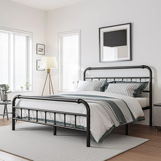 Full Size Bed Frame with Headboard and Footboard, 18 Inches High, 3500 Pounds Heavy Duty Metal Slats Support for Mattress, No Box Spring Needed, Noise-Free, Black