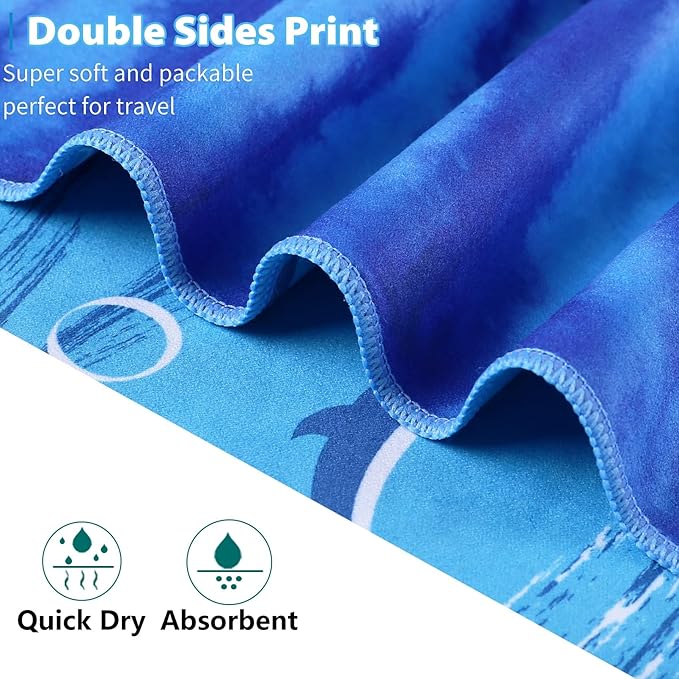 TwoYek Microfiber Thin Beach Towel Lightweight Oversized 71x32 Extra Large Sand Free Towels Quick Dry for Travel Pool Camping Sports Beach Accessories Vacation Essential Gift Blue Tie Dye