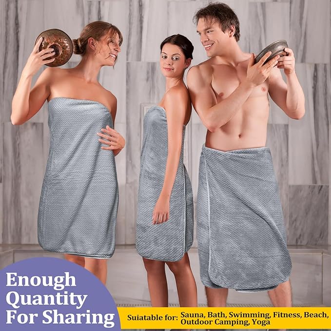 Preboun 12 Pcs Bath Towels and Washcloths 4 Sets Microfiber Bathroom Beach Pool Towel Set Quick Dry Coral Velvet Highly Absorbent for Fitness Sports Shower Travel Spa Hotel(Light Gray)