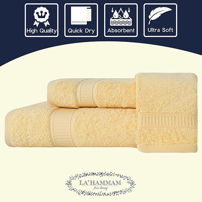 Personalized Towels, Hotel & Spa Quality, Super Soft, Highly Absorbent, Bathroom Sets, 100% Cotton Monogrammed towels 3 Piece Towel Set, Includes 1 Bath Towels, 1 Hand Towels, 1 Washcloths, Yellow