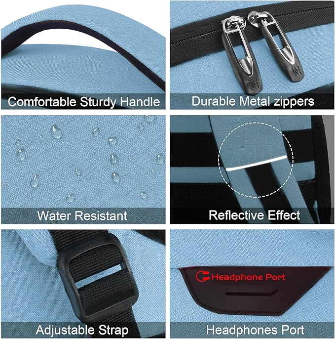 Laptop Backpack,Business Travel Anti Theft Slim Durable Laptops Backpack with USB Charging Port,Water Resistant College Computer Bag for Women & Men Fits 15.6 Inch Laptop and Notebook-Pale Blue