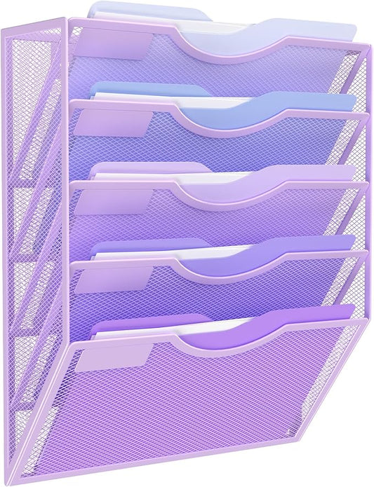 Kuntine.B Wall File Organizer (Purple, 5 Tier)