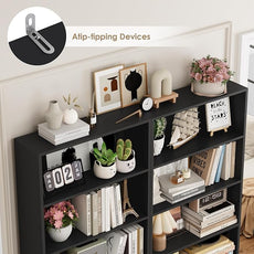 FOTOSOK 6-Tier Open Bookcase and Bookshelf Set of 2, Freestanding Display Storage Shelves Tall Bookcase for Bedroom, Living Room and Office, Black