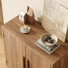 31.5'' Wood Sideboard Cabinet, Small Sideboard Buffet with Adjustable Shelf, Modular Credenza Accent Storage Console Cabinet with 2 Magnetic Doors for Entryway, Living Room, Kitchen, Walnut