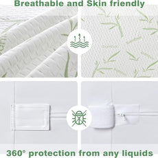 Parkdeny Twin Mattress Encasement, Waterproof Rayon from Bamboo, 3D Air Fabric, Breathable Cooling Cover, 5-13 inch Deep