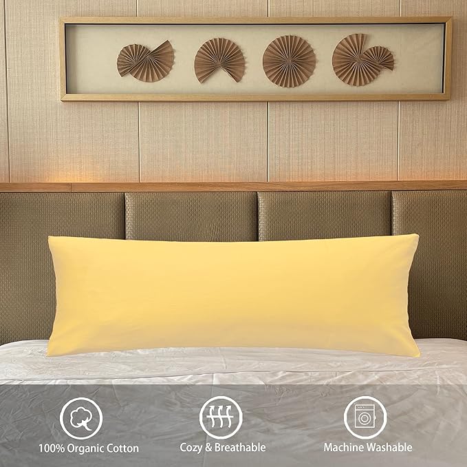 iMaylex Soft 100% Egyptian Cotton Zipper Pillow Case, Cozy and Lightweight Pillowcase, Easy Care, Apricot, Body, 20" x 54"