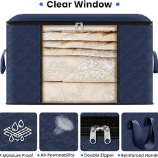 Fab totes Storage Bags,Clothes Blanket Storage Bins Foldable Closet Organizers with Reinforced Handle for Home Dorm Storage and Organization,Fabric Bags for Organizing Sheets,Clothing (Blue,10 Pack)