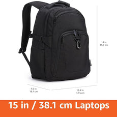 Amazon Basics Travel Laptop Backpack for 15.6 inch Laptop, Black