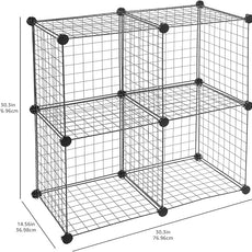 Amazon Basics 4 Cube Storage Organizer - Wire Grid Closet and Shelves, Stackable, Black 14