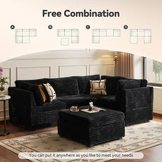 Modular Sectional Sofa,5 Pieces Sectional Couches for Living Room,131X65 L Shaped Cloud Couch with Ottoman Chaise Set