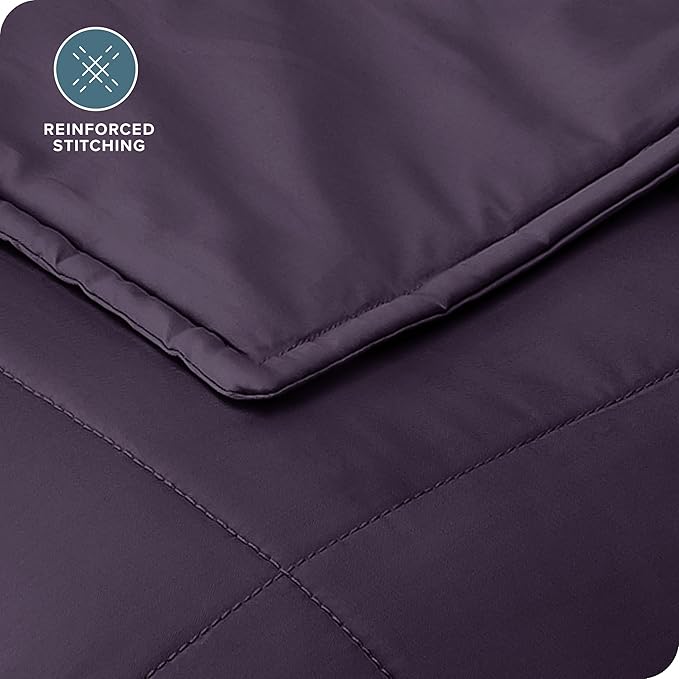 Bare Home Weighted Blanket Queen Size 20lb (60" x 80") for Adults - All-Natural 100% Cotton - Premium Heavy Blanket Nontoxic Glass Beads (Eggplant, 60"x80")