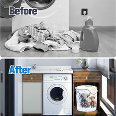 Highland Cow Laundry Basket Cattle Animal Foldable Oxford Cloth Funny Tote Bag Laundry Hamper Clothes Storage Bucket Organizer For Bathroom/Laundry Storage/Bedroom 17.7x13.7 Inch