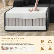 105''Sectional Cloud Couch with L Shaped Chaise,Modern Modular Sectional Sofa,Comfy Sectional Couches for Living Room,Bedroom,Apartment (Black, 105''W Left Facing Chaise)