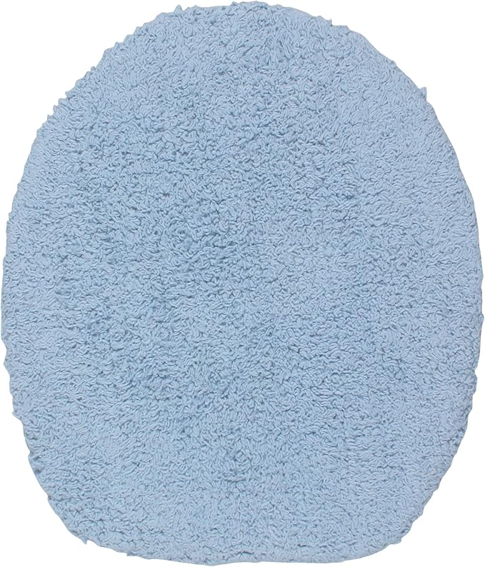 Home Weavers Double Ruffle Collection 100% Cotton Toilet Lid Cover, 18"x18" – Soft, Absorbent & Washable Bathroom Lid Cover with Non-Slip Backing, Blue