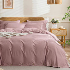 JELLYMONI Cotton Duvet Cover Twin Size - Pink Comforter Cover with Button 100% Washed Cotton 2PCS Breathable Soft Solid Bedding Set Duvet Cover 68×90in & 1 Pillowcase (NO Comforter)
