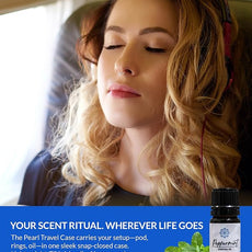 Essence Pearl Travel Case - Wearable Aromatherapy Kit with Nasal Diffuser Rings, Soaking Bay, and 5mL Essential Oil – Portable Wellness Gift Set for On?The?Go Self Care