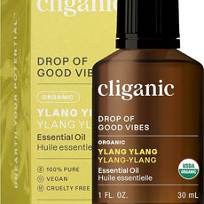 Cliganic Organic Ylang Ylang Essential Oil, 100% Pure Natural for Aromatherapy | Non-GMO Verified (Packaging May Vary)