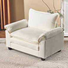 VINGLI Cloud White/Cream Single Chair with Armrest