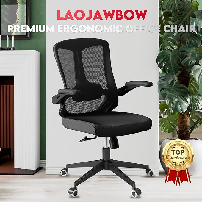Ergonomic Office Chair - 400LB Comfy Desk Chairs with Lumbar Back Support, Mesh Computer Chairs with Wheels and Arms for Home Office, Study (669Black-Without Headrest)
