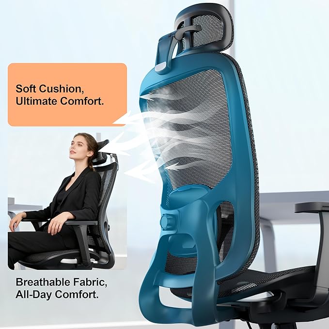 Office Chair Ergonomic Desk Chair, 350 LBS Mesh Office Chair with Lumbar Support, Comfy Desk Chair with Wheels, Big and Tall Chair for Study Work Gaming (04black)