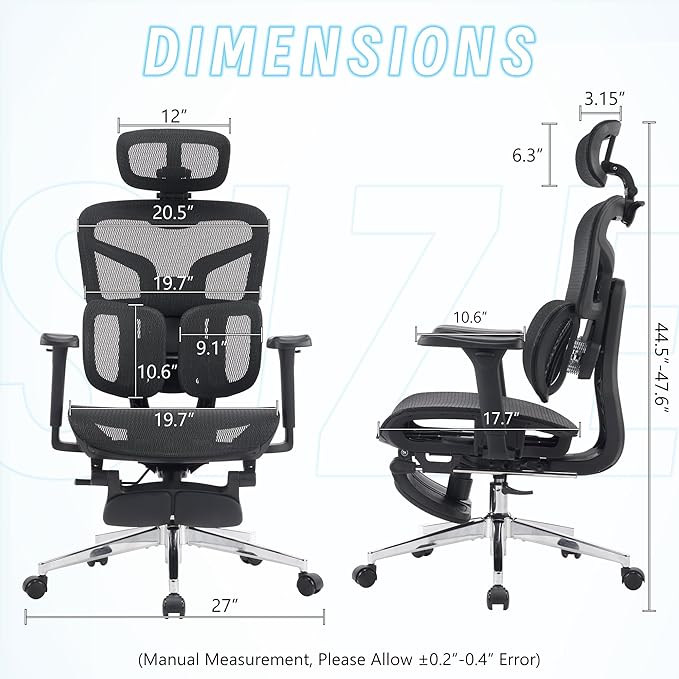Ergonomic Office Chair, Gaming Chair, Office Chair, Mesh Gaming Chair, 880LBS, 5-Level Backrest Height & 4D Flip-Up Arms for Office, Home & Gaming Desk