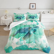 CVHOUSE Sea Turtle Bedding Set, Full Ocean Bohemia Comforter for Boys Kids Girls, Quilt Set With 1 Comforter and 2 Pillow Cases