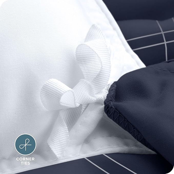 Bare Home Bedding Duvet Cover King Size - Premium 1800 Super Soft Collection - Lightweight, Cooling - Soft Breathable Bedding Duvet Cover (King, Modern Plaid - Midnight Blue/White)
