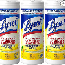 Lysol Disinfectant Wipes, Multi-Surface Antibacterial Cleaning Wipes, Dorm Room Essentials For Disinfecting and Cleaning, Lemon and Lime Blossom, 35 Count (Pack of 3)