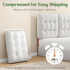 Tufted Upholstered Full Headboard, Adjustable Height Full Size Headboard Only from 39”to 44” with Durable Solid Wood Legs, Modern Button Diamond Fabric Head Board with Width Adapters, Beige