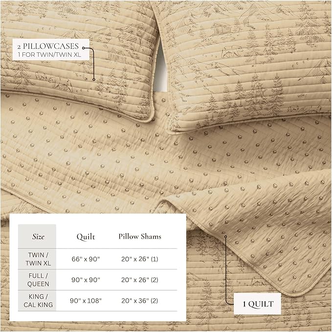 Great Bay Home King Reversible Rustic Lodge Bear Bedspread Quilt with Shams - All Season Cabin Coverlet Bedding Set (Includes 1 Quilt, 2 Pillow Shams)