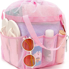 Mesh Shower Caddy Portable with Drawstring, Dorm Room Essentials for College Girls Guys, 8-Pocket Extra Large Shower Bag Basket Tote for Camping Beach Gym Travel Toiletry Bathroom