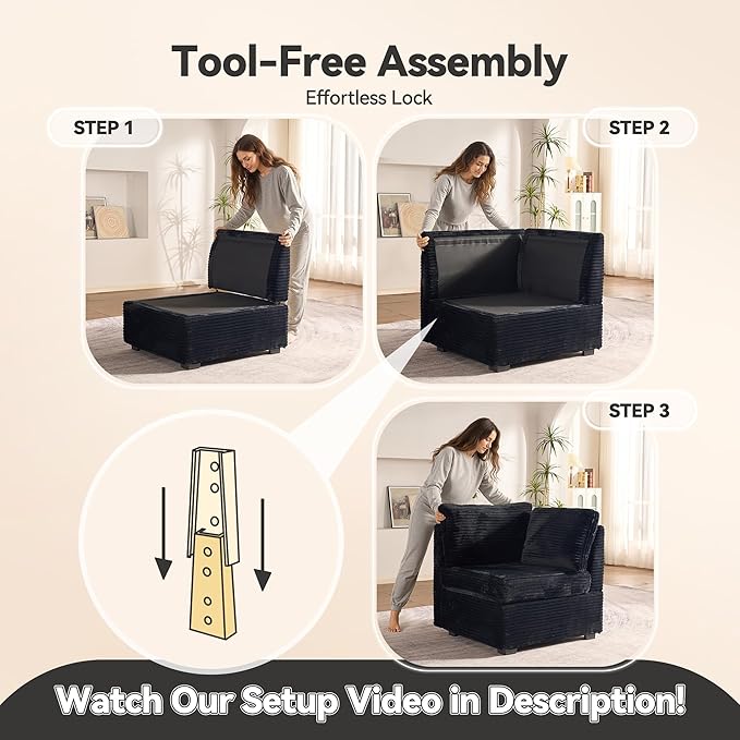 Modular Sectional Sofa,5 Pieces Sectional Couches for Living Room,131X65 L Shaped Cloud Couch with Ottoman Chaise Set