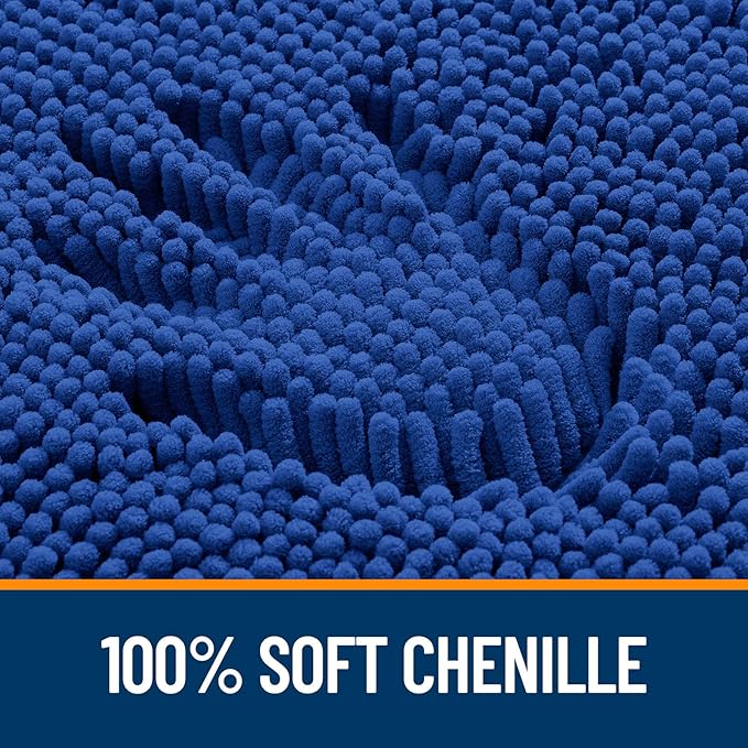 OLANLY Bathroom Rugs 47x20, Extra Soft Absorbent Chenille Bath Rugs, Rubber Backing Quick Dry, Machine Washable Bath Mats for Bathroom Floor, Tub and Shower, Home Decor Accessories, Royal Blue