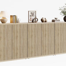 Fluted Buffet Cabinet Sideboard with Storage,Wooden Credenza with 2 Doors&Adjustable Shelve, Modern Accent Cabinets Coffee Bar Bookcase for Living Room,Kitchen Dining Room Entryway 15