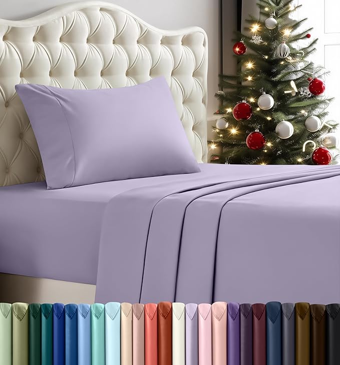 Utopia Bedding Twin Sheet Set – 3 Piece Bed Sheets for Twin Size Bed, Soft and Breathable Microfiber, Includes 1 Fitted Sheet, 1 Flat Sheet and 1 Pillowcase (Lavender)