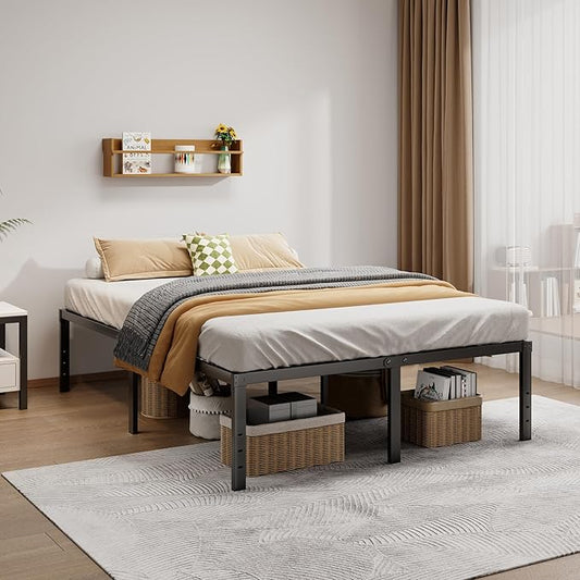 Metal Bed Frame King Size - 18 Inch Heavy-Duty King Platform Bed Frame No Box Spring Needed, Easy Assembly, Noise-Free, Sturdy Mattress Foundation, Underbed Storage Space