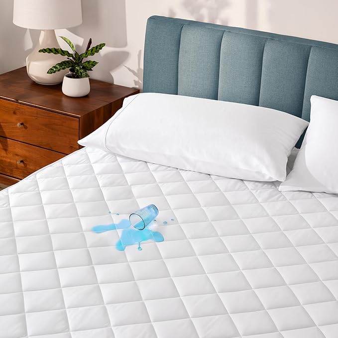 Bare Home Waterproof Quilted Mattress Protector - Cooling Mattress Pad - Protects Against Spills - Easily Washable - Elastic Fitted Mattress Cover - Stretch-to-Fit up to 15 Inches Deep (Full XL)