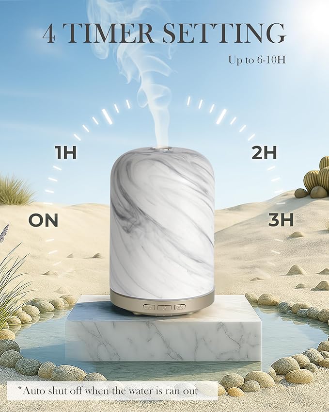 Essential Oil Diffuser – 2.4MHz Ultrasonic Aromatherapy Diffuser, Health Night Light, Timer & Auto Shut-Off, BPA-Free, 120ml Aroma Diffuser for Home, Office, Spa, Yoga, Hotel